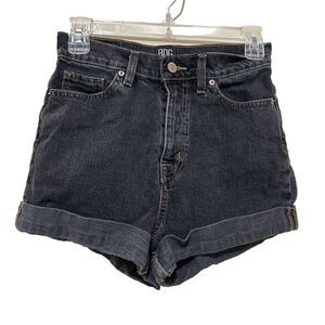 BDG URBAN OUTFITTERS FADED BLACK DENIM HIGH RISE MOM JEAN SHORTS SIZE 26 STRETCH